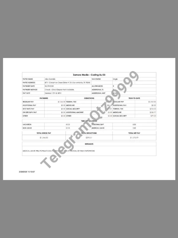 Spain Zamora Media Paystub Template西班牙娱乐公司收入证明/工资账单PDF模板