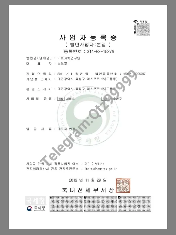 South Korea Company Certificate南韩国公司营业执照pdf模板