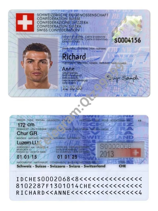 欧盟|Switzerland瑞士ID卡身份验证卡PSD/Photoshop/PS模板