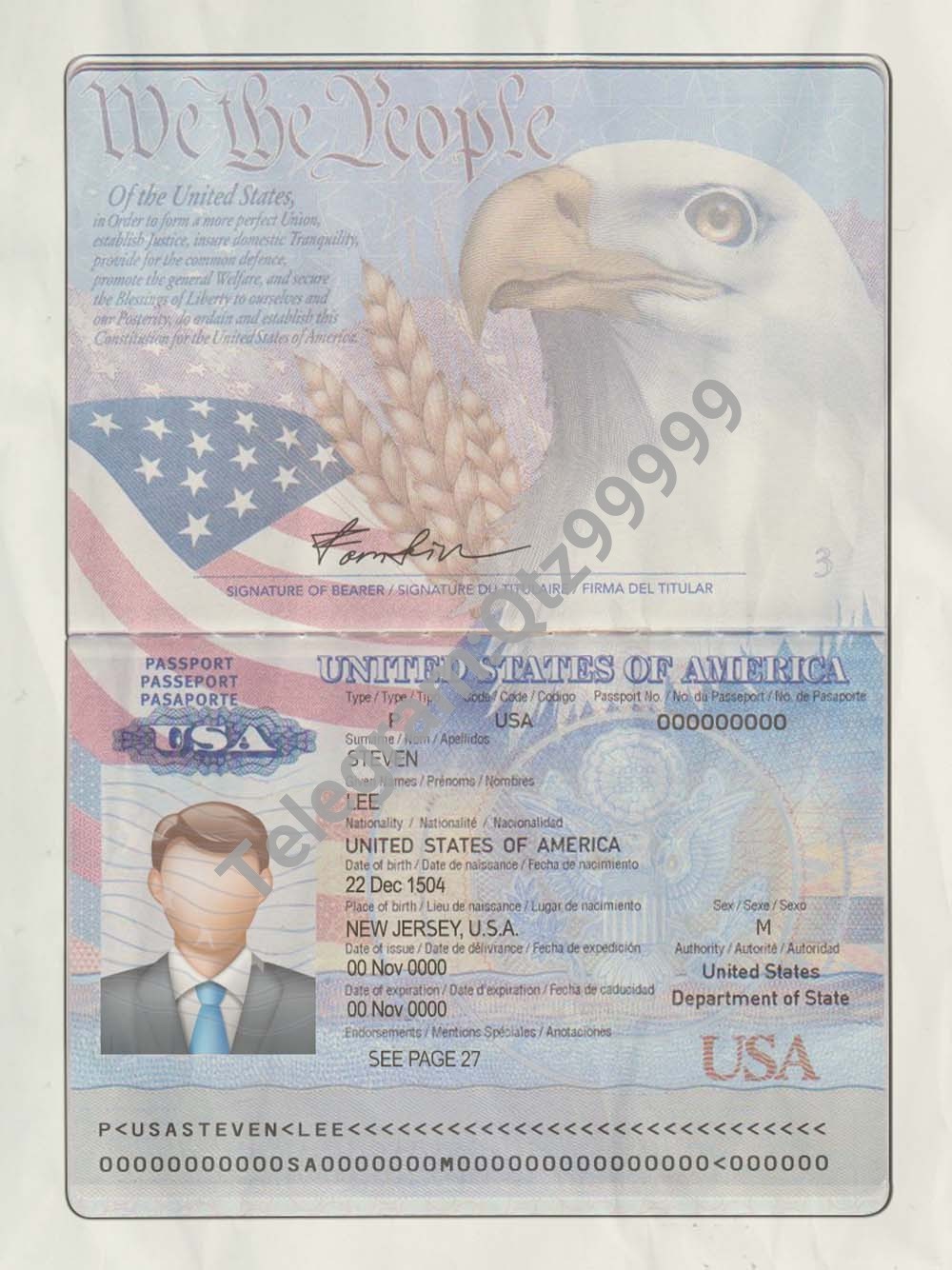 America|USA Passport Template美国护照PS/PSD模板（V1-1版） 高清原件/PDF/PSD下载 - 地址证明风控解除