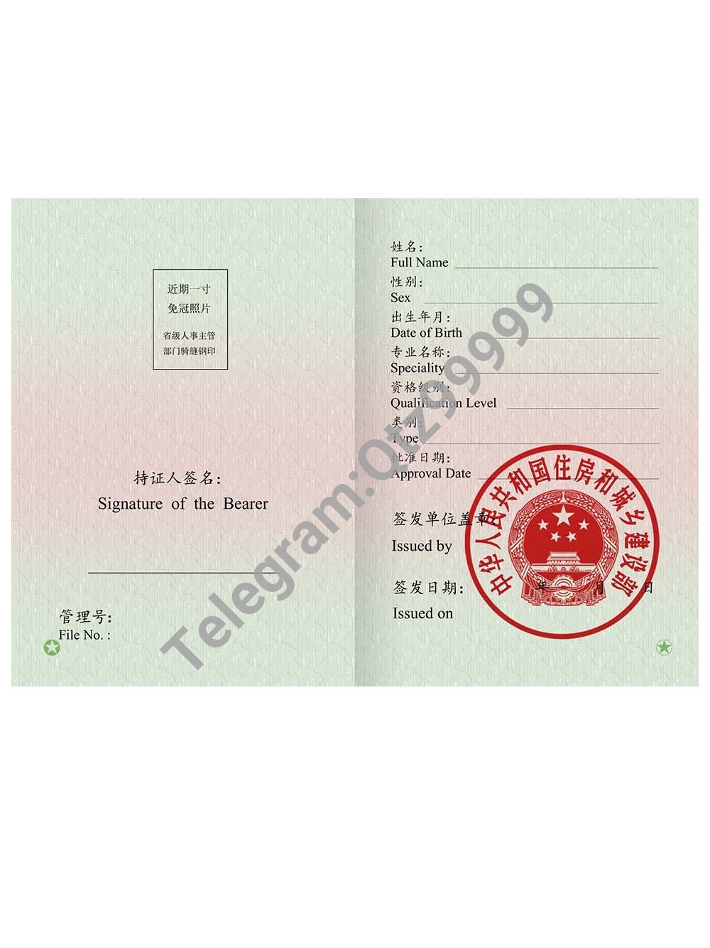 China Registered Qualification Certificate Constructor一级建造师职业资格证书PSD模板 高清原件/PDF/PSD下载 - 地址证明风控解除