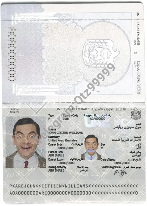 中东|UAE passport阿联酋护照PSD/photoshop/PS模板