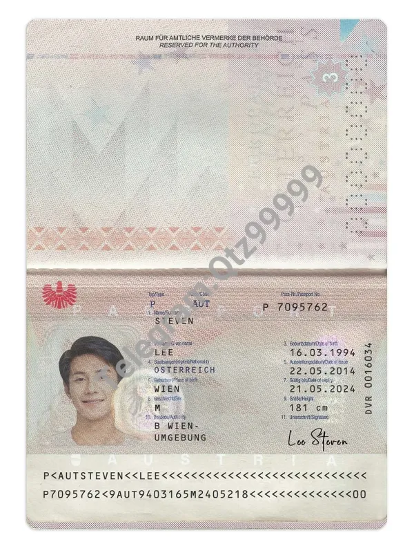 欧盟|Austria Passport Template奥地利护照PS/PSD模板（V2）