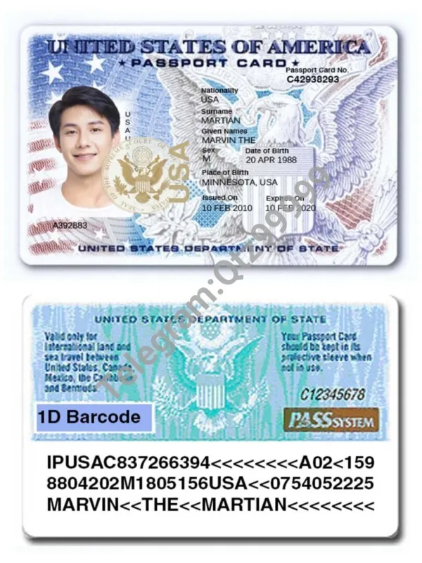 北美|USA Passport Card美国护照卡PSD/photoshop/PS模板 V1