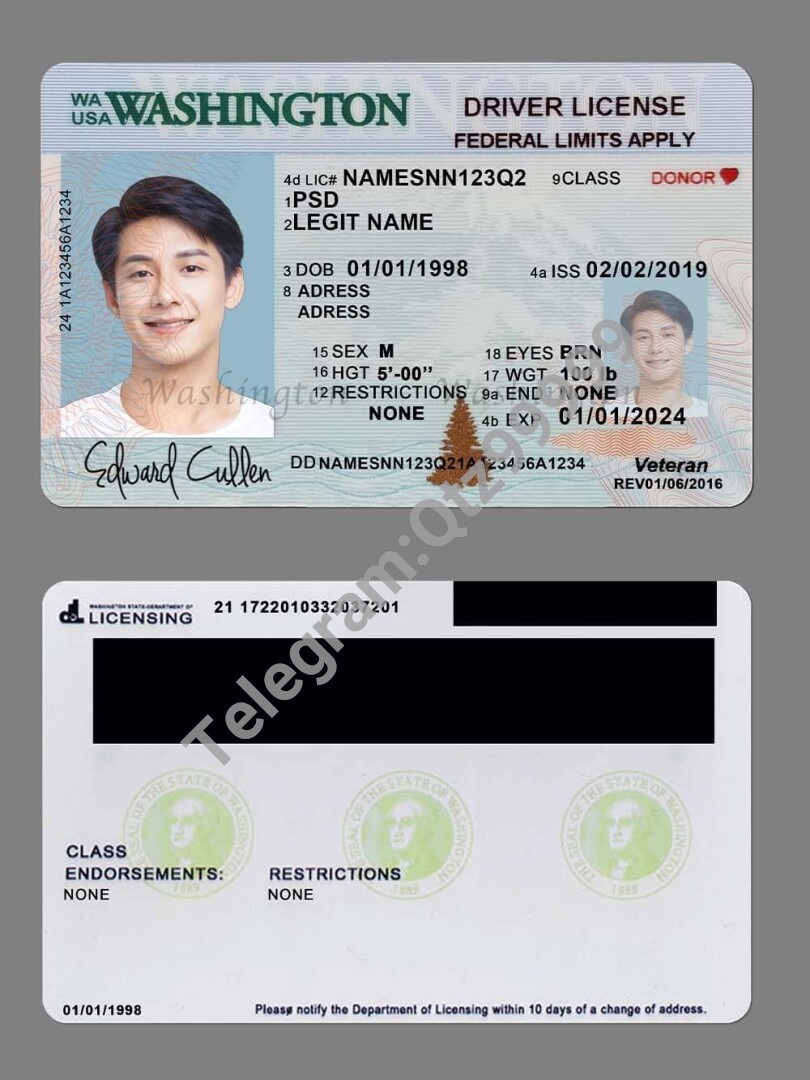 USA美国华盛顿州Washington DL新版驾驶证/驾照高质量PSD模板/Photoshop/PS 高清原件/PDF/PSD下载 - 地址证明风控解除