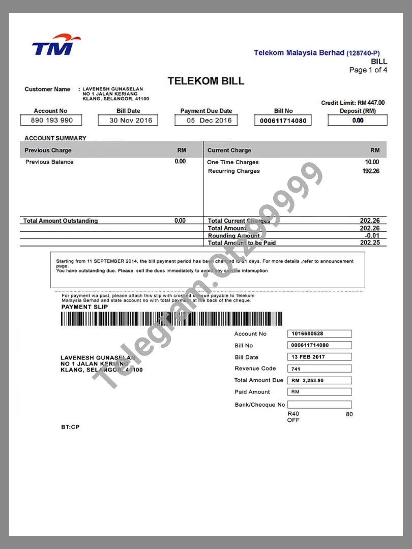 东南亚|Malaysia Telekom Mobile Invoice马来西亚话费账单psd/ps模板