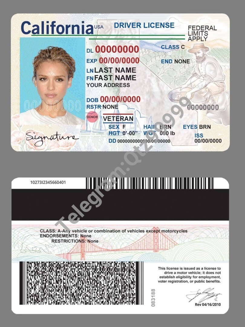 USA美国加利福利亚州California DL新版驾驶证/驾照高质量PSD模板 高清原件/PDF/PSD下载 - 地址证明风控解除