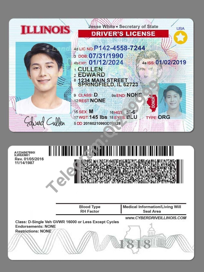 USA美国伊利诺伊州Illinois DL新版驾驶证/驾照高质量PS/PSD模板 高清原件/PDF/PSD下载 - 地址证明风控解除