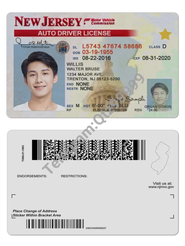 USA New Jersey DL美国新泽西州驾照/驾驶证PS/PSD模板(V2)