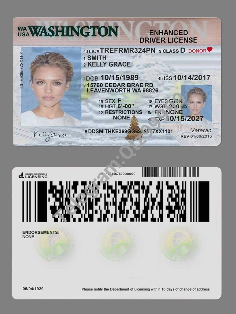 USA美国华盛顿州Washington DL老版驾驶证/驾照高质量PSD模板（老版） 高清原件/PDF/PSD下载 - 地址证明风控解除