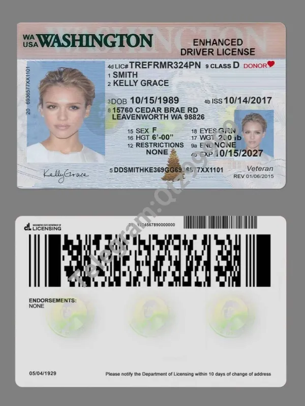 USA美国华盛顿州Washington DL老版驾驶证/驾照高质量PSD模板（老版）