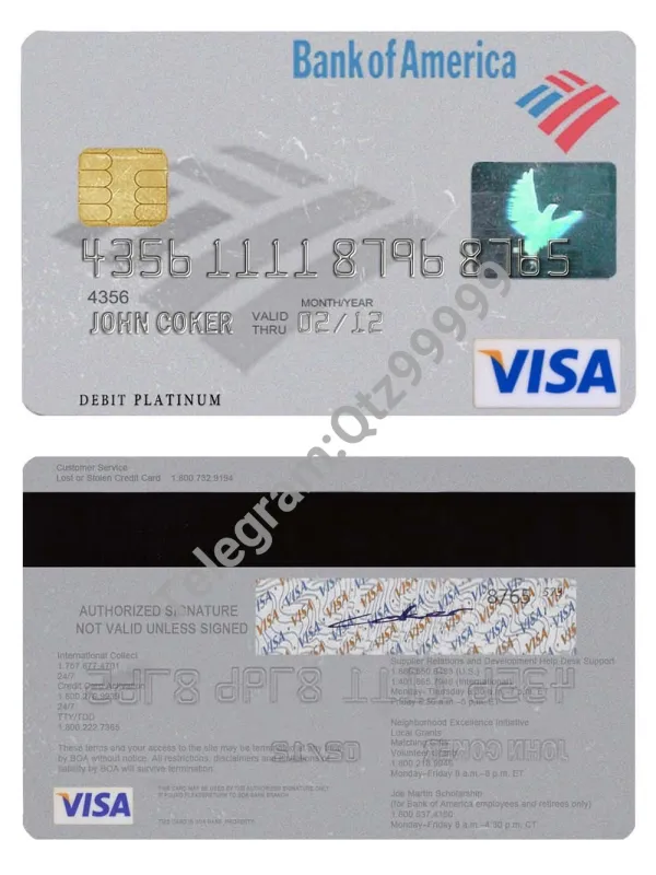 Bank of America Visa Debit Platinum Card美国银行维萨白金卡PS/PSD模板