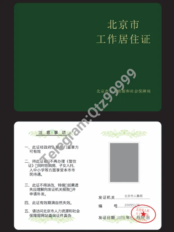 China Beijing Residence Permit北京工作居住证AI模板
