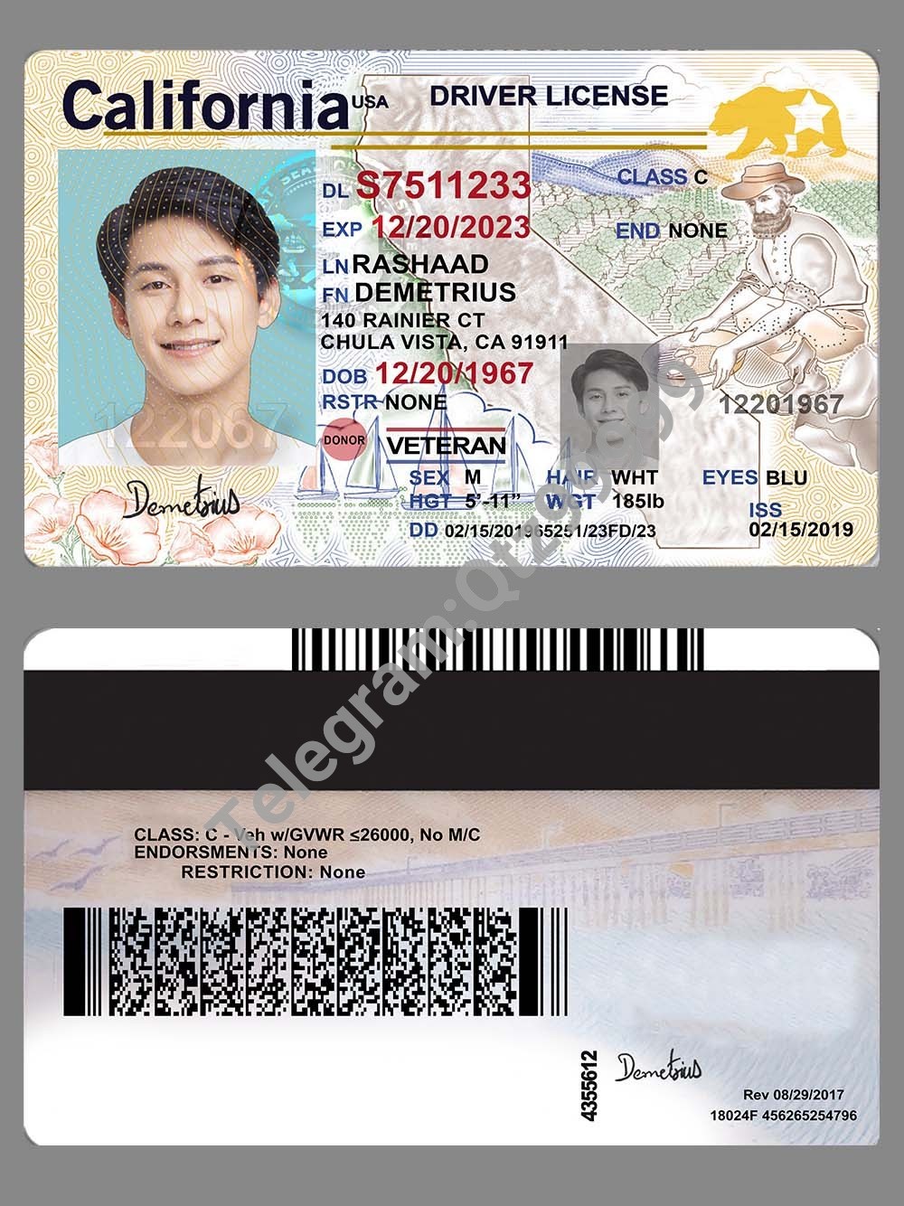 USA California DL美国加利福利亚州新版驾驶证/驾照PSD模板(V4版) 高清原件/PDF/PSD下载 - 地址证明风控解除