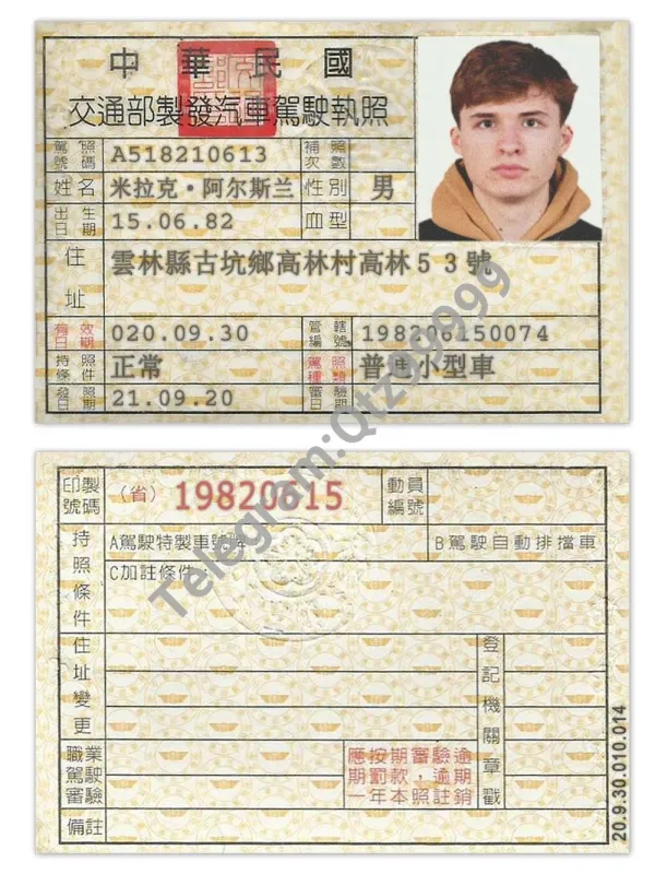 中国| Taiwan Drivers License台湾驾照/驾驶证PS/PSD模板（V1）
