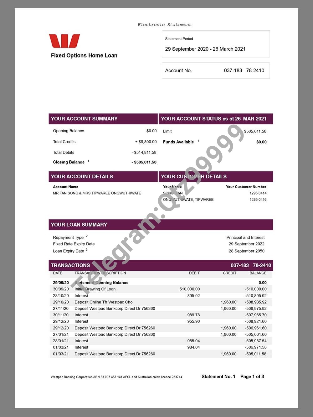 Fixed Options Home Loan Electronic Statement pdf美国还房贷账单模板 高清原件/PDF/PSD下载 - 地址证明风控解除