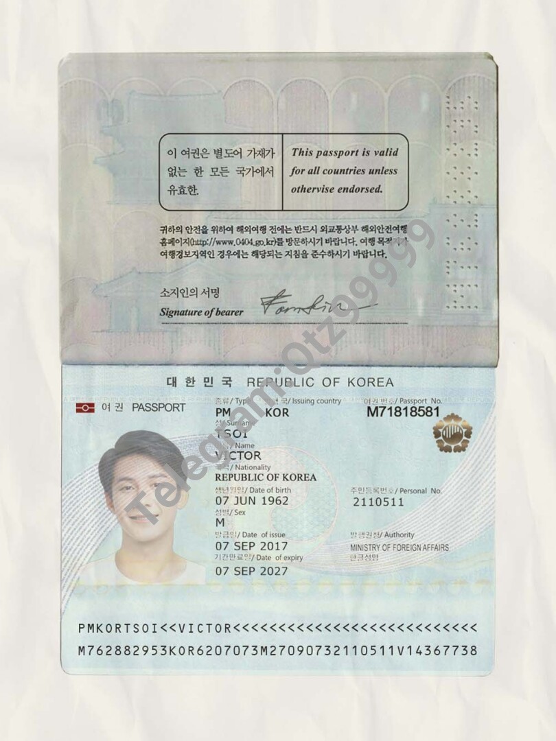 South Korea Passport韩国护照PS/Photoshop/PSD模板 高清原件/PDF/PSD下载 - 地址证明风控解除