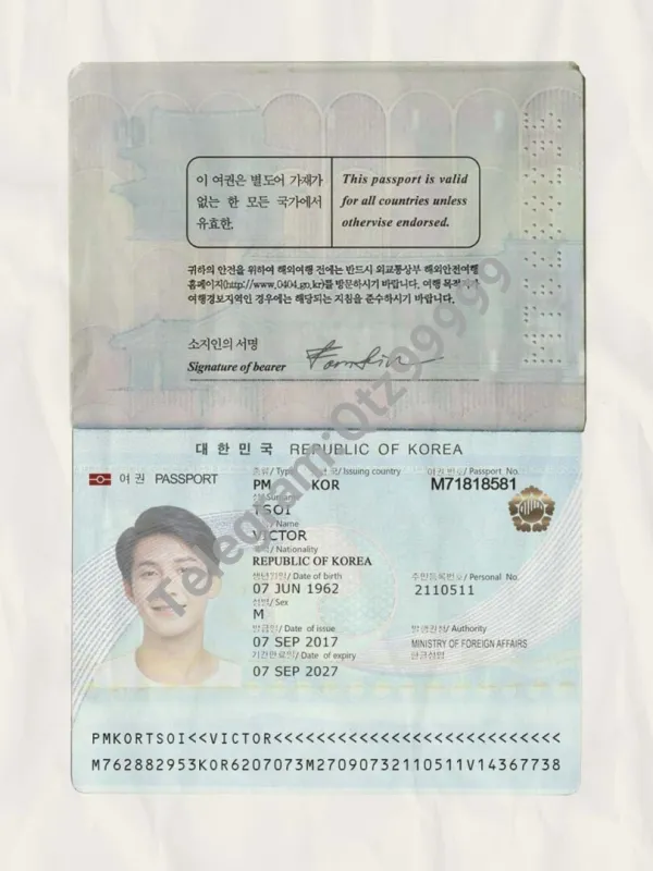 South Korea Passport韩国护照PS/Photoshop/PSD模板