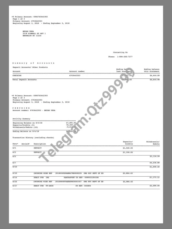BBAV Bank Statement银行账单/KYC地址证明psd模板