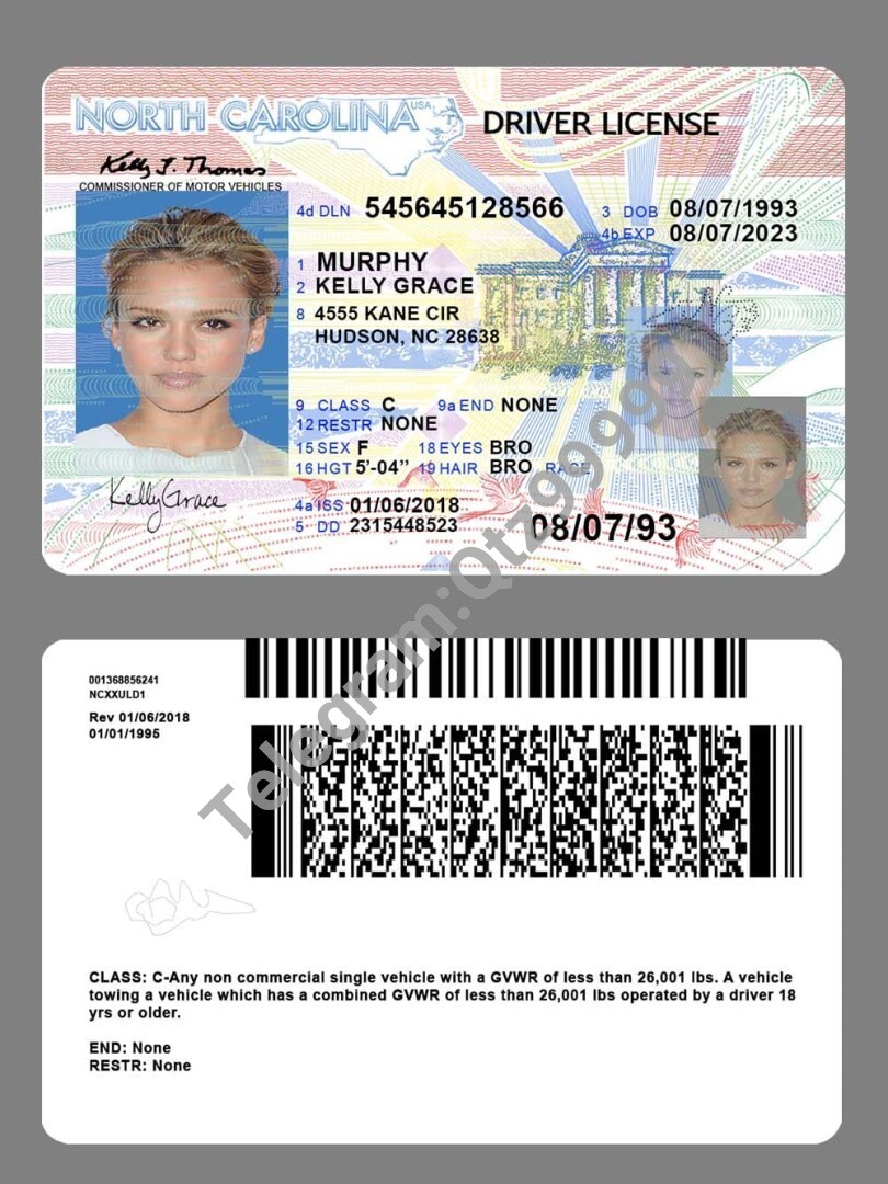USA美国北卡罗莱纳州North Carolina DL驾驶证/驾照高质量PSD模板/PS/Photoshop 高清原件/PDF/PSD下载 - 地址证明风控解除