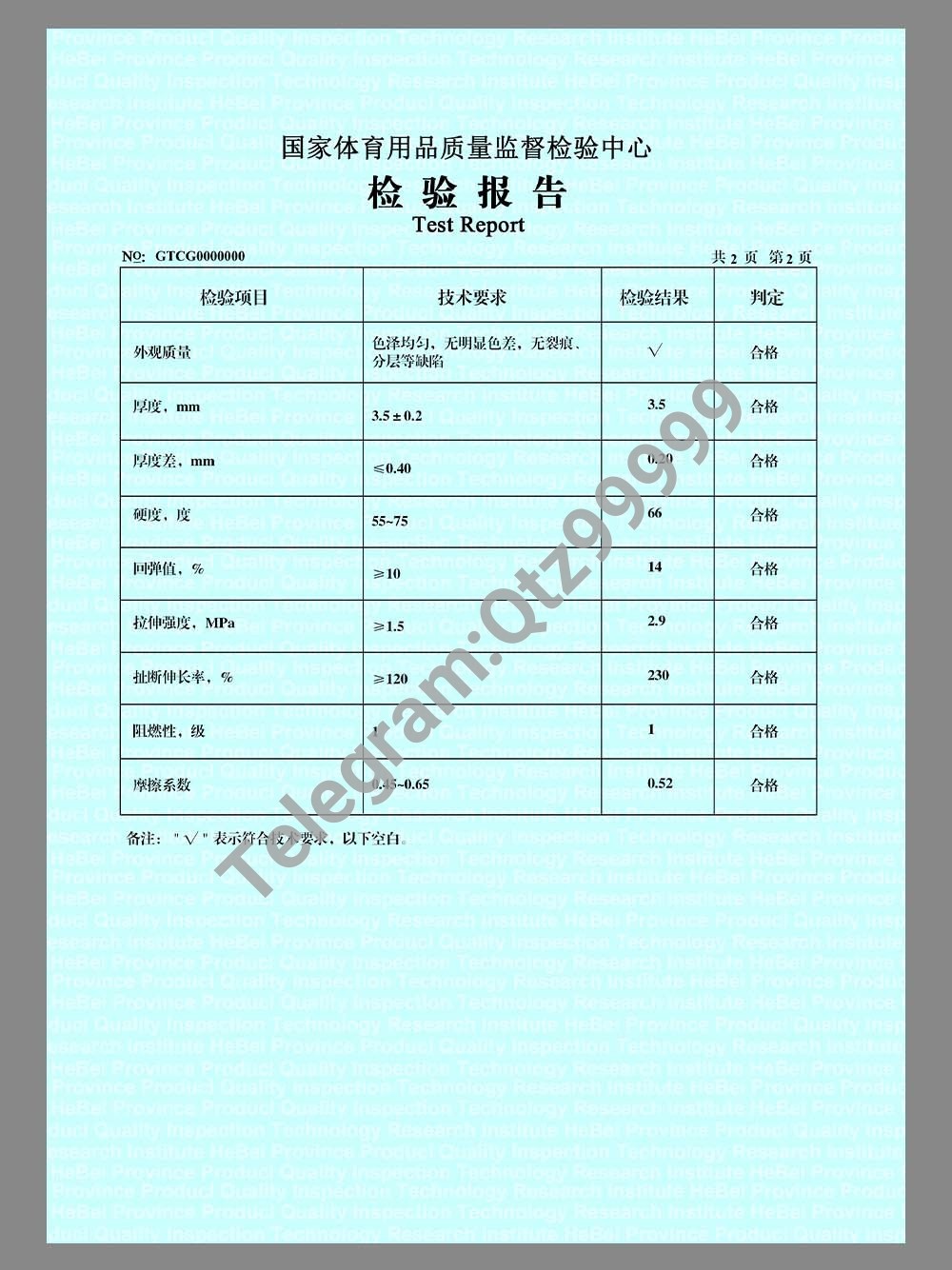 China Sporting Goods Test Report体育用品质量检验报告模板 高清原件/PDF/PSD下载 - 地址证明风控解除