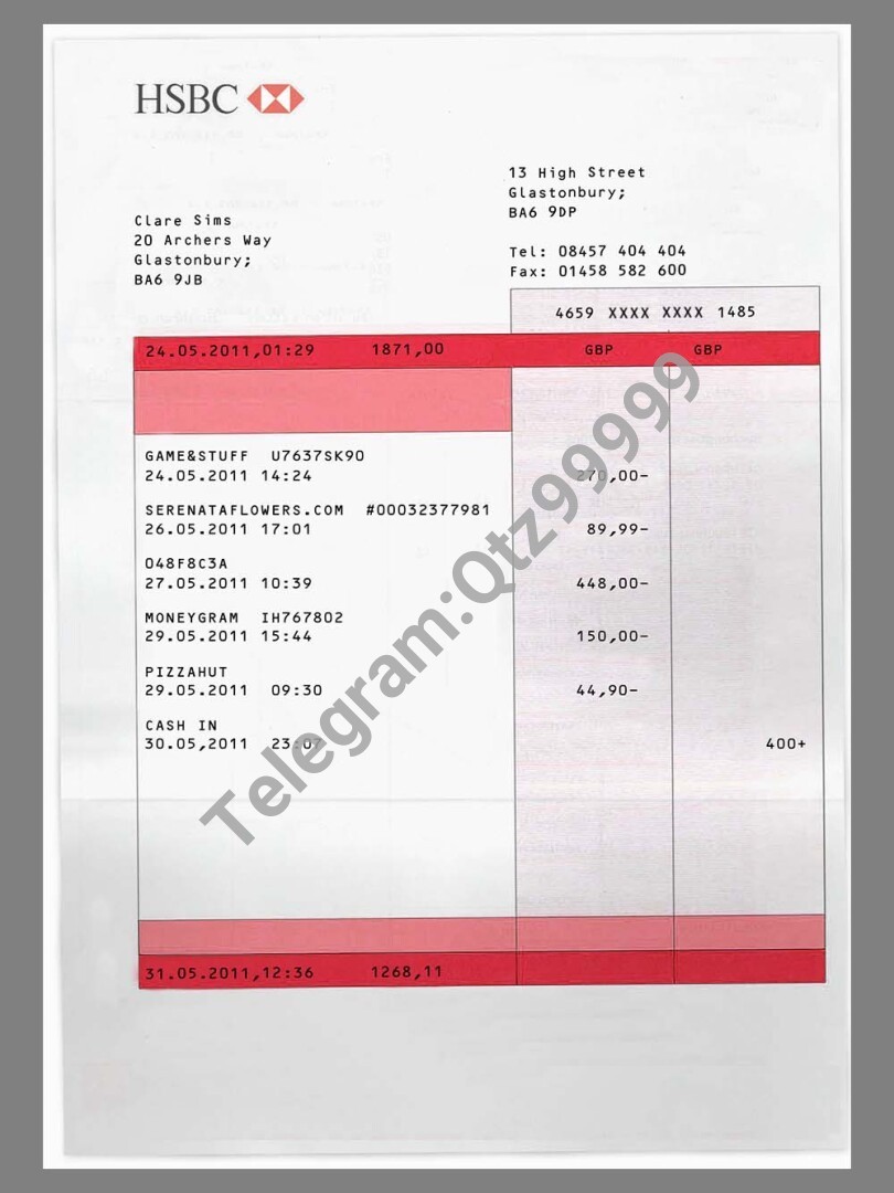汇丰HSBC Bank Statement银行账单/KYC地址证明psd模板 V1 高清原件/PDF/PSD下载 - 地址证明风控解除