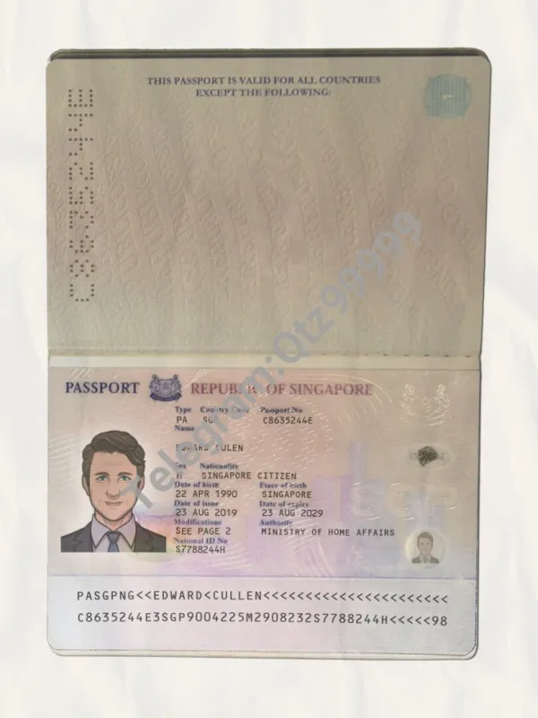 东南亚|Singapore Passport新加坡护照PSD/Photoshop/PS模板（扫描件版）