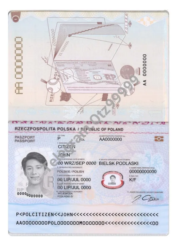 欧洲| Poland Passport波兰护照Photoshop/PSD模板（V2）