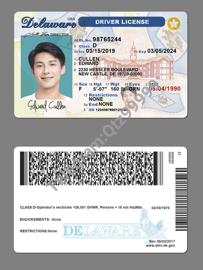 USA美国特拉华州Delaware DL新版驾驶证/驾照高质量PS/PSD模板 高清原件/PDF/PSD下载 - 地址证明风控解除