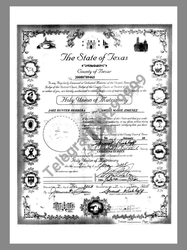 USA Texas Marriage Certificate美国德州结婚证pd预览图