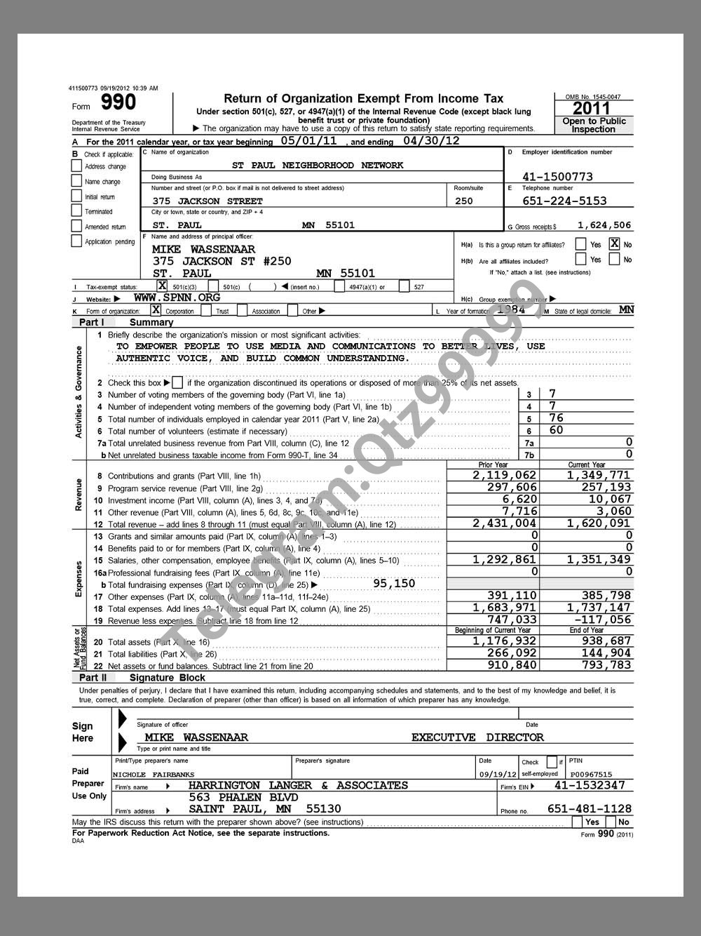 USA Return of Organization Exempt From Income Tax美国非盈组织免税报告pdf模板 V2 高清原件/PDF/PSD下载 - 地址证明风控解除