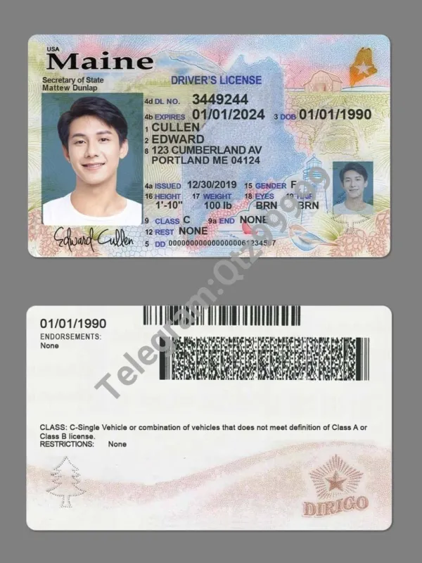 USA美国缅因州Maine DL新版驾驶证/驾照高质量PS/PSD模板