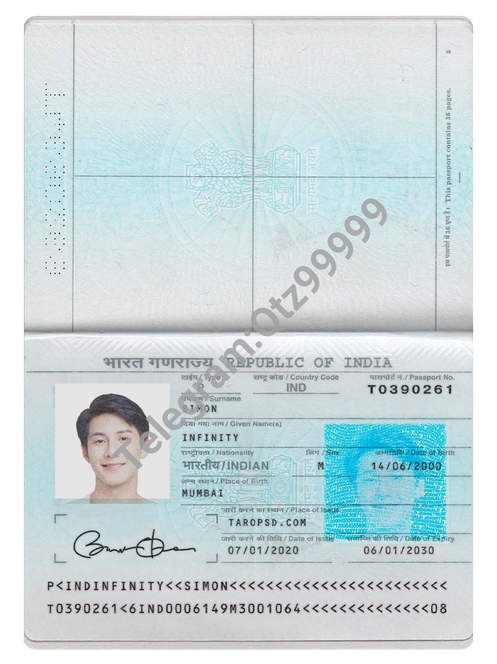 南亚| India Passport Template印度护照PS/Photoshop/PSD模板(V2) 高清原件/PDF/PSD下载 - 地址证明风控解除