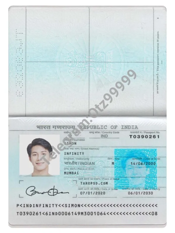 南亚| India Passport Template印度护照PS/Photoshop/PSD模板（V2）