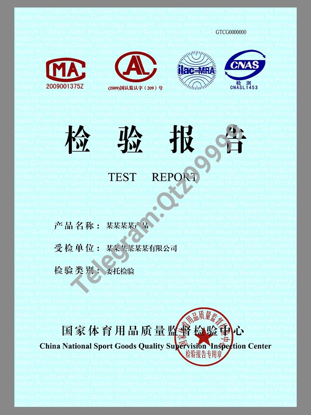 China Sporting Goods Test Report体育用品质量检验报告模板 高清原件/PDF/PSD下载 - 地址证明风控解除
