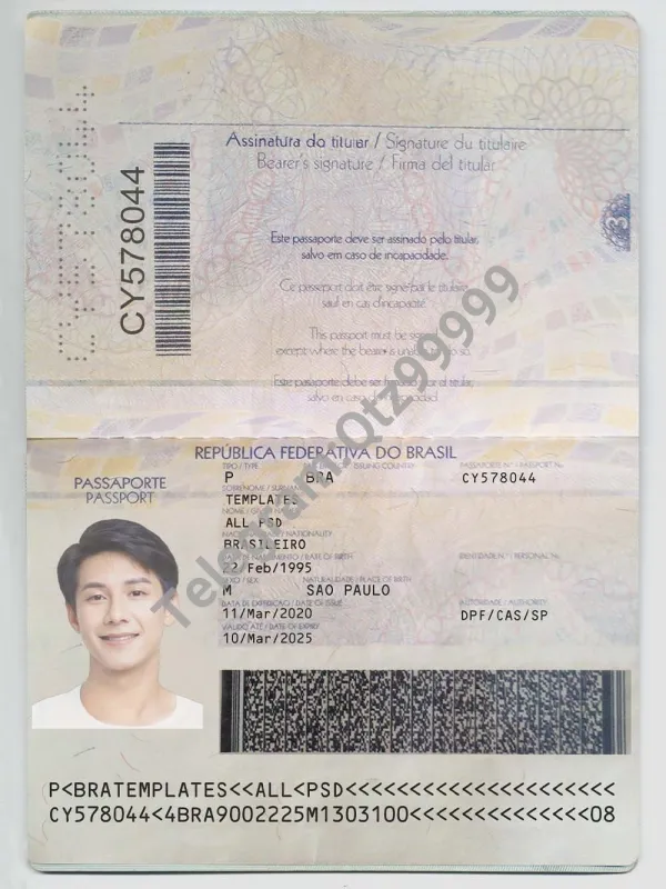 南美|Brazil Passport Template巴西护照PS/Photoshop/PSD模板（V2版）