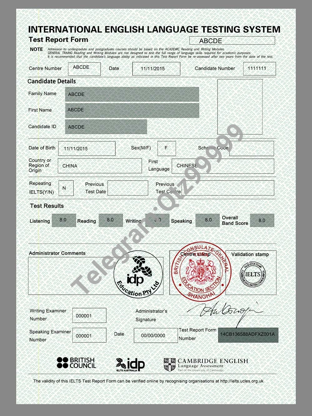 IELTS Test Report雅思英语考试成绩证书PS/PSD模板 高清原件/PDF/PSD下载 - 地址证明风控解除