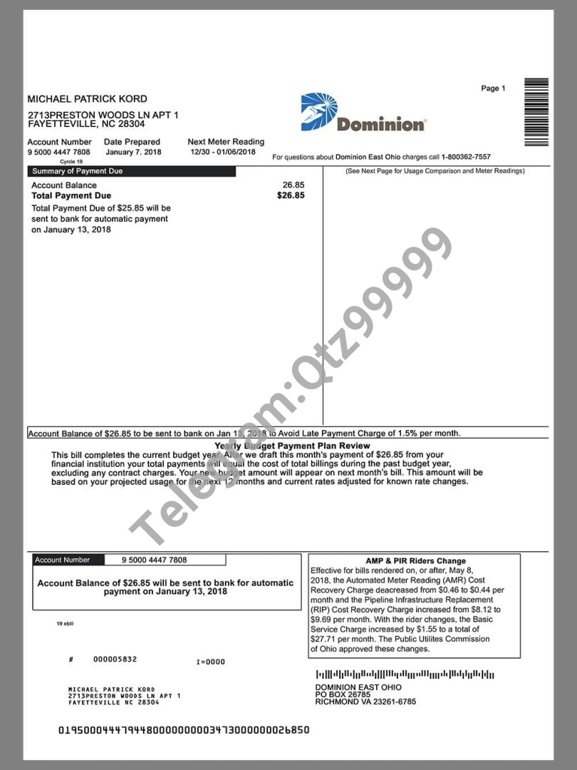 美国水电费账单资源包Utility Bills水电费账单/KYC地址证明pdf/psd/word模板 高清原件/PDF/PSD下载 - 地址证明风控解除