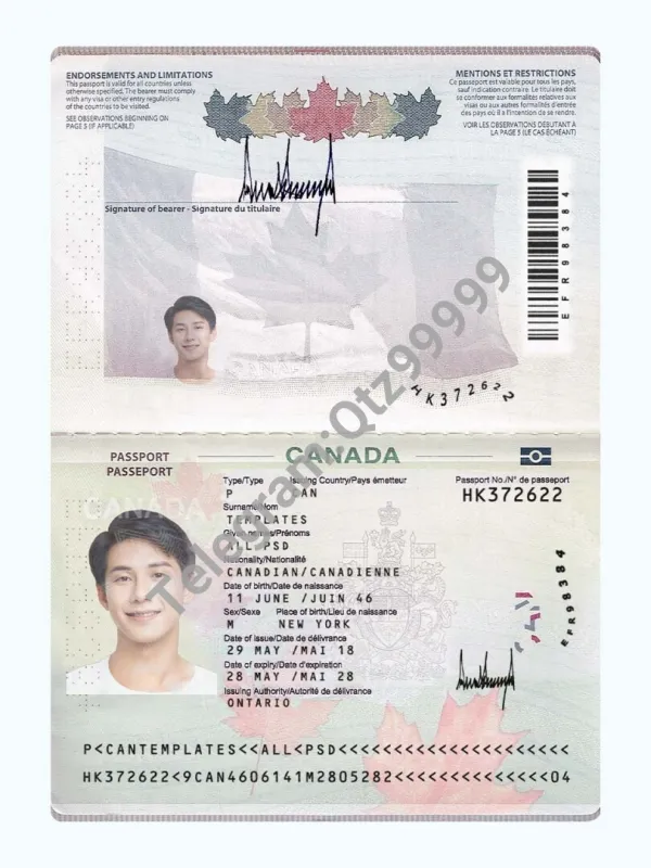 北美Canada Passport加拿大新版护照PSD/photoshop/ps模板(2013)