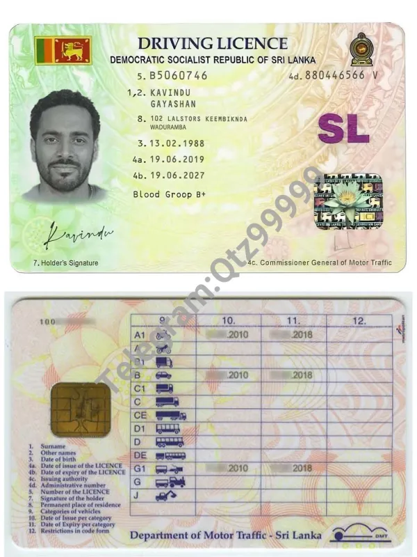 南亚| Sri Lanka DL斯里兰卡驾照/驾驶证PS/PSD模板（V1）