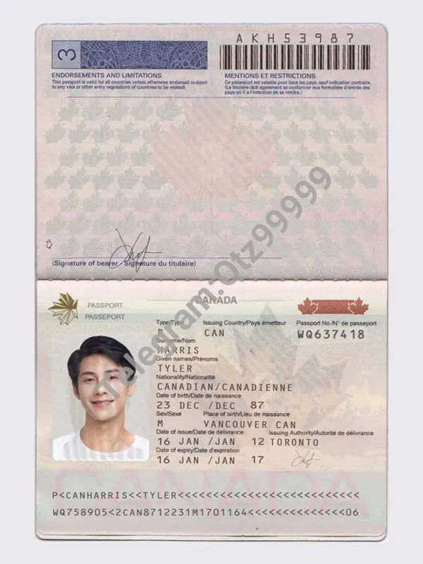 北美|Canada Passport加拿大护照PSD/photoshop/PS模板