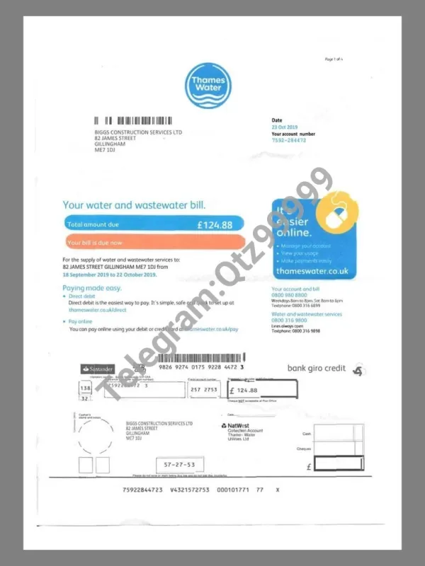英国水电账单预览图