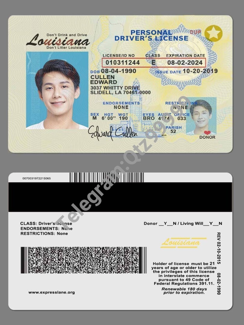 USA美国路易斯安那州Louisiana DL驾驶证/驾照高质量PS/PSD模板 高清原件/PDF/PSD下载 - 地址证明风控解除