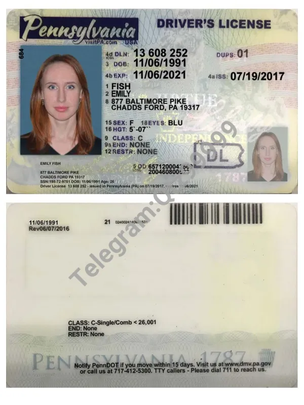 USA Pennsylvania Driver License美国宾夕法尼亚驾照/驾驶证PS/PSD模板（V2）