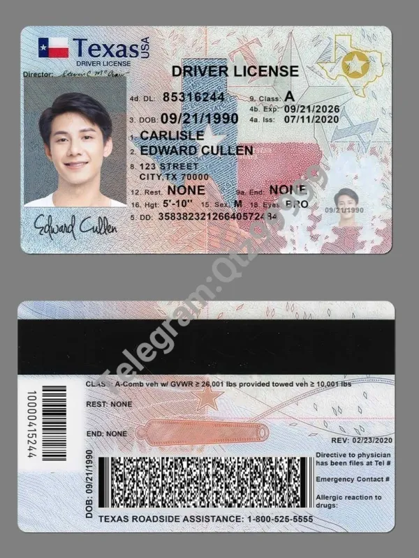 USA美国德克萨斯州Texas DL最新版驾驶证/驾照高质量PSD模板/Photoshop/PS（2022版）