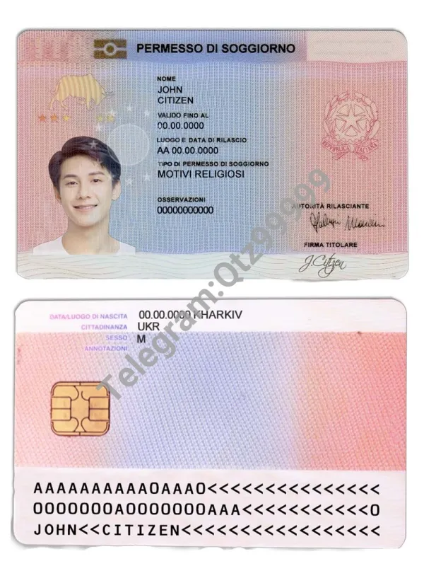欧洲意大利居留卡/居住证/暂住证PS/PSD模板Italy Residence Permit Template
