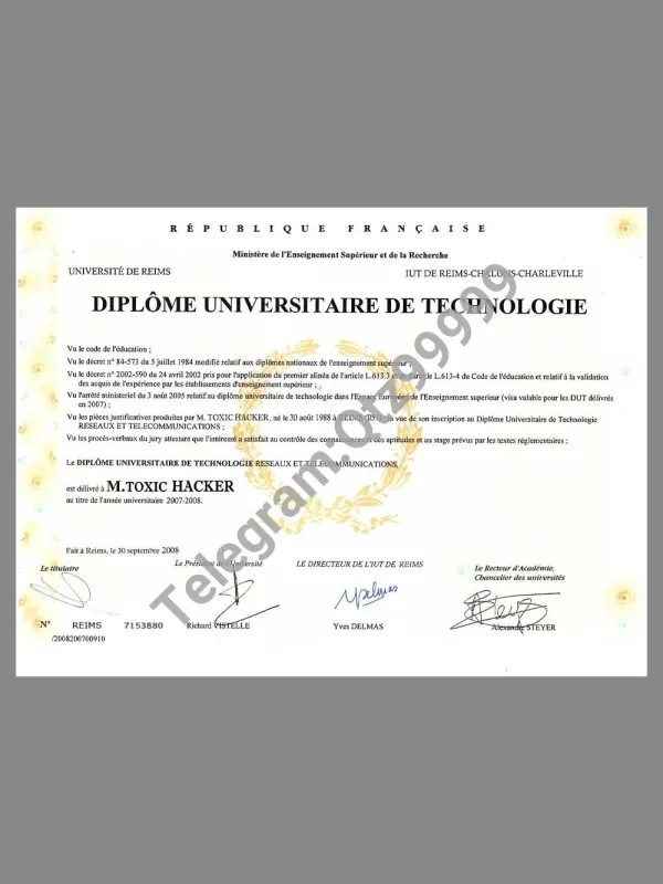 France University Diploma Certificate法国大学学位证书PS/PSD模板(V2)