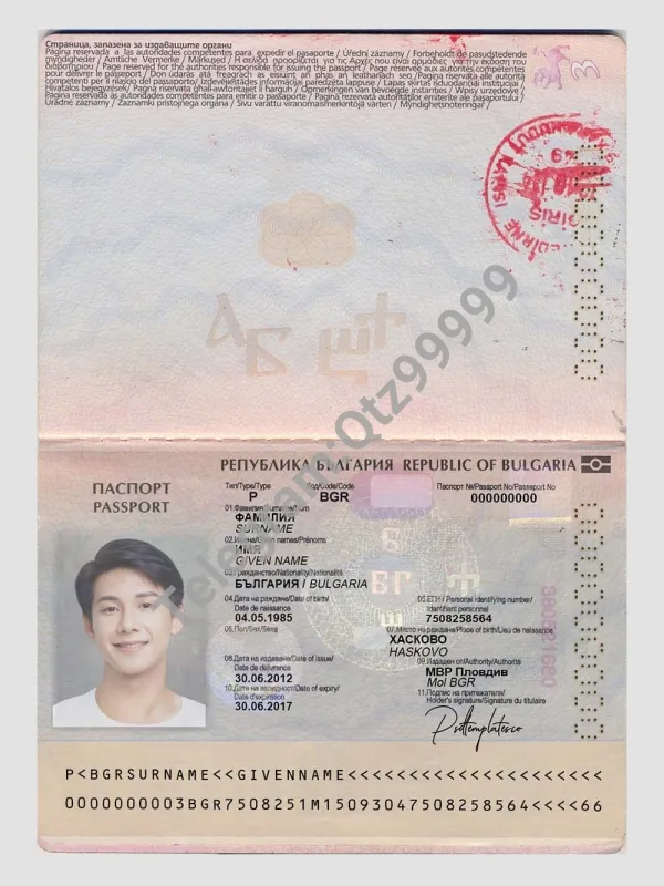 欧盟|东欧|Bulgaria Passport Template保加利亚护照PS/Photoshop/PSD模板（V1版）