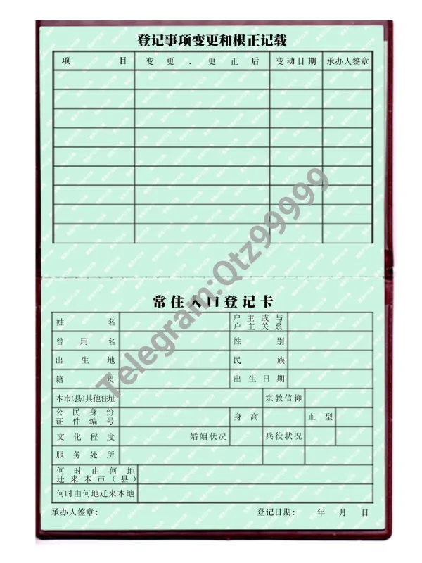 China Household Register户口本PS/PSD模板