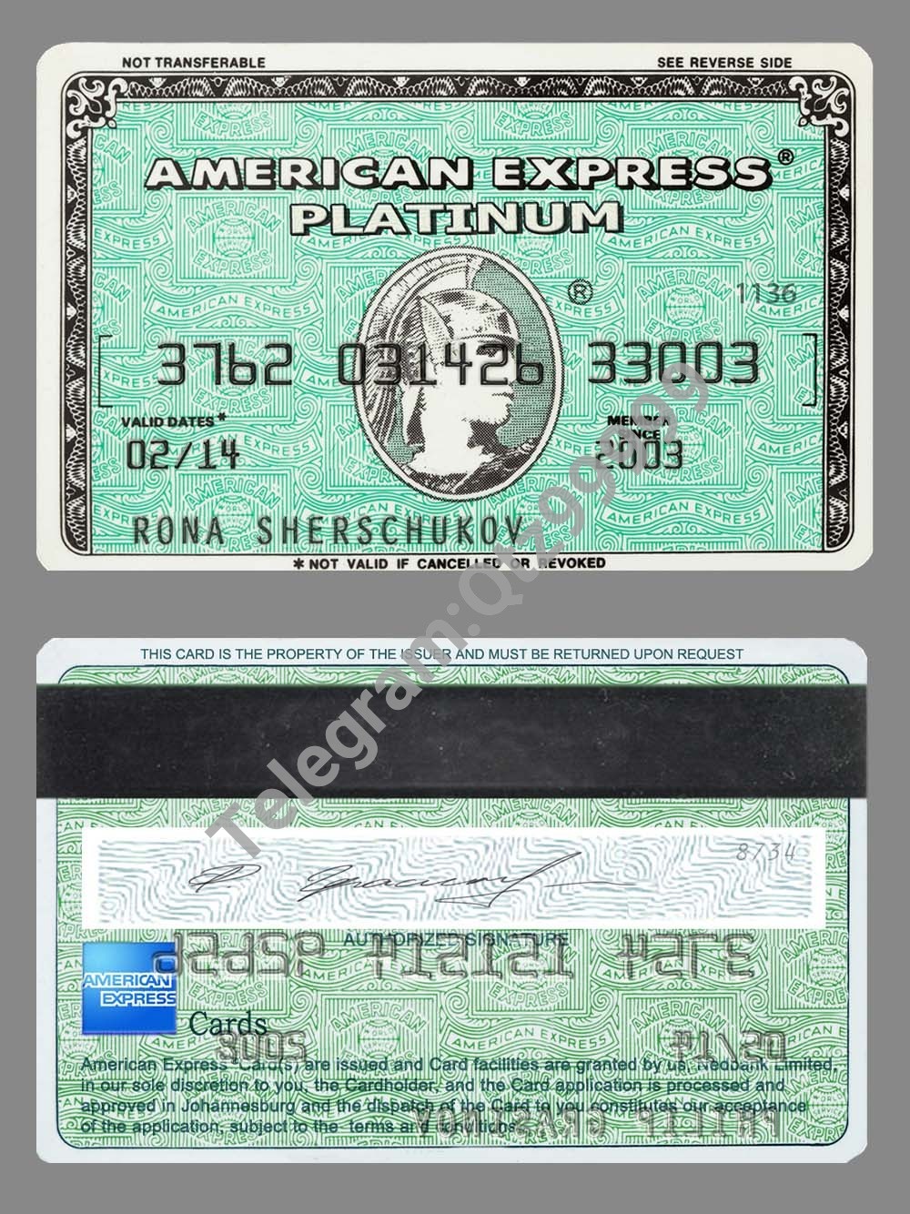 American Express/AMEX Green Platinum Card美国运通绿铂金卡PS/PSD模板 高清原件/PDF/PSD下载 - 地址证明风控解除